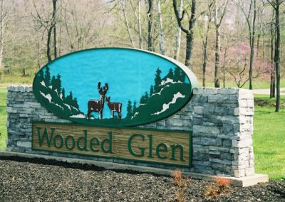 Wooded Glen Sign - blue and green with deer